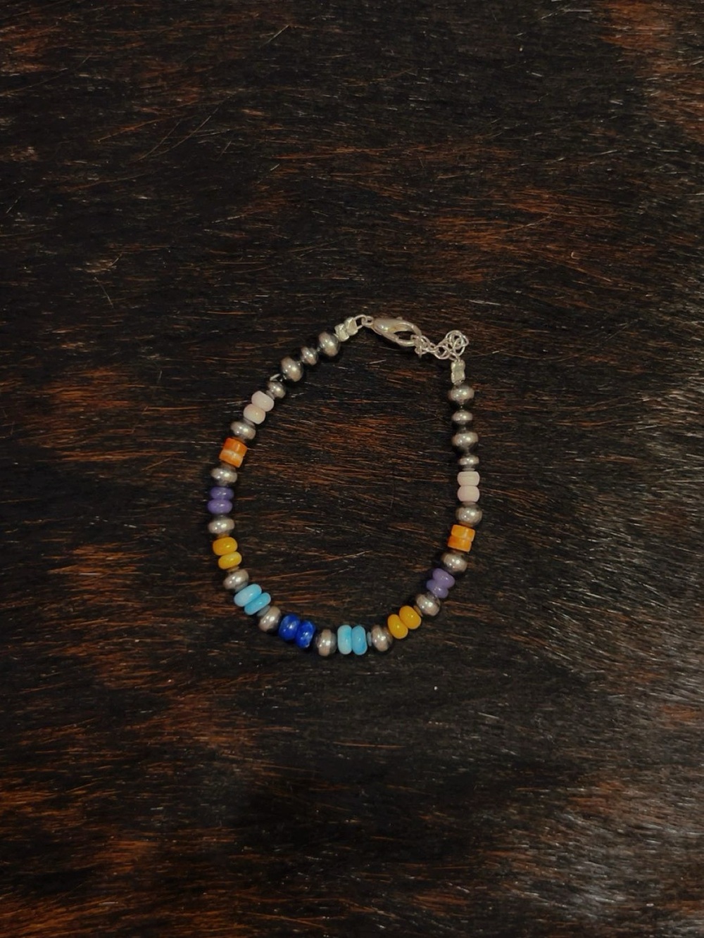 Multi Stone and Machine Made Pearl Bracelet